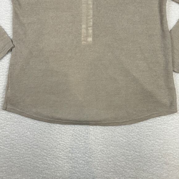 Soft Surroundings Womens L Valentina Slub Sweater 1/2 Zip Beach Lightweight Tan - Picture 3 of 9